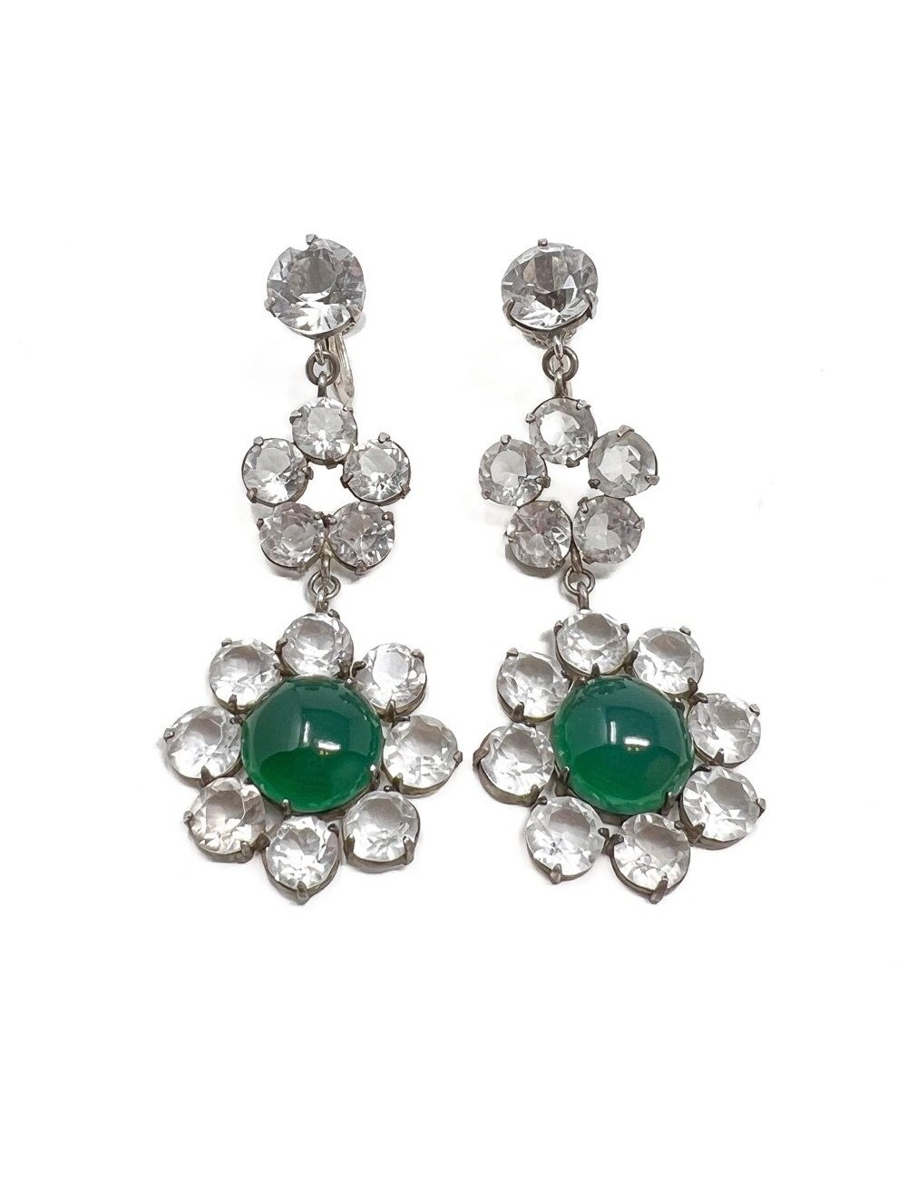 Art Deco pearl wedding earrings silver tone bridal E805 - Vintage Bridal  Accessories