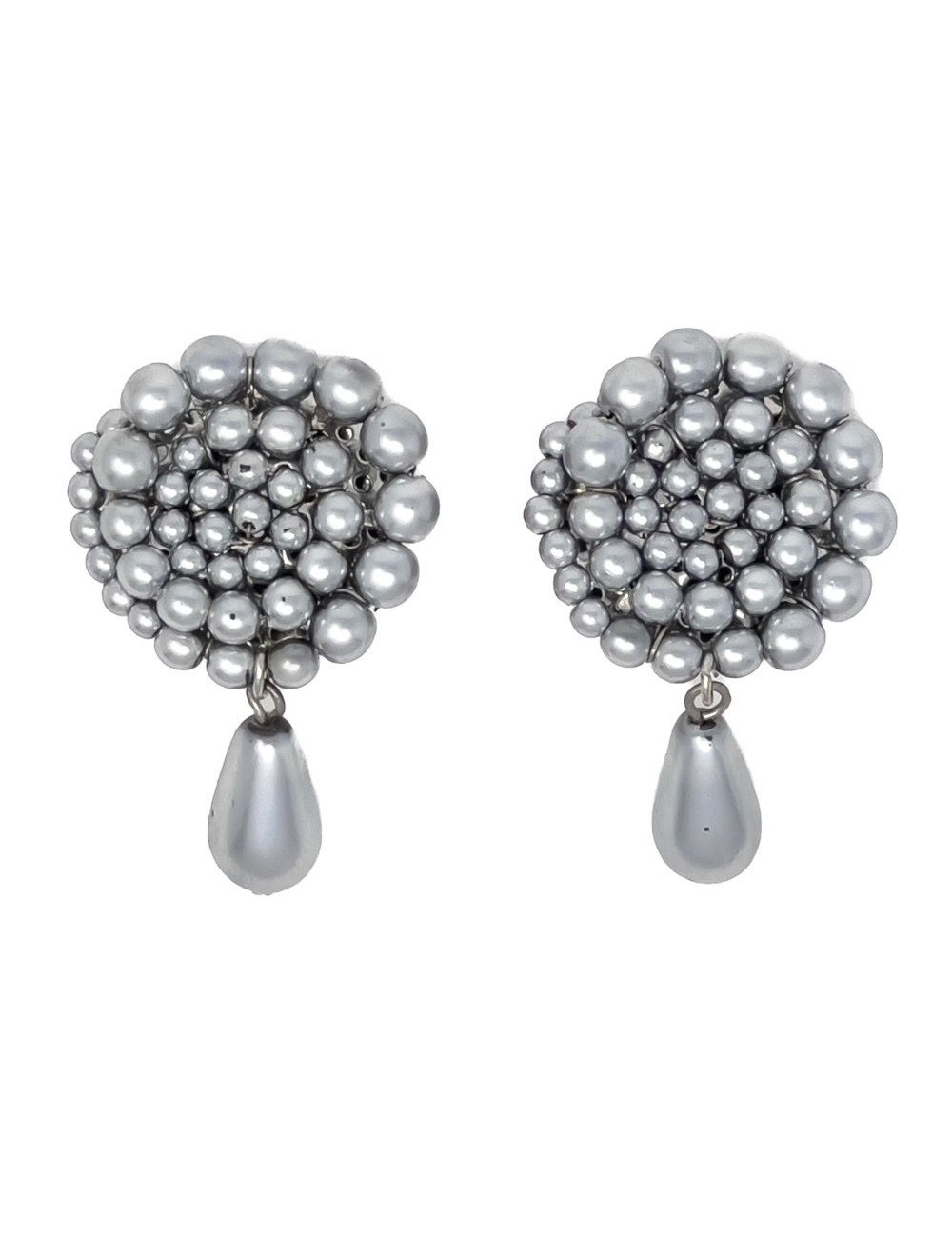 1950s grey faux pearl swirl vintage drop earrings