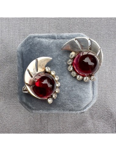 1940s Sterling, Red Glass...