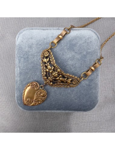 Antique gold solitaire rhinestone Stone short chain Coro Corocraft UK N113  - Shop Damn Good Vintage Necklaces - Pinkoi