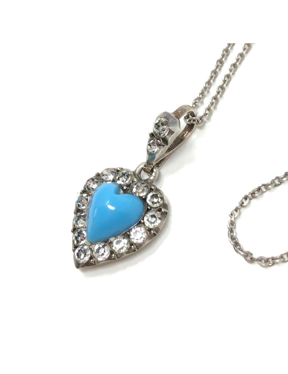 Long Silver Victorian Natural Turquoise Necklace | 843725 |  Sellingantiques.co.uk